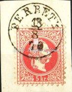 / Typography, Pest Lipótváros (H) cancellation, bluishgreen, 3 krajcár. 1867. Könyvnyomat, pénz-utalvány 108.