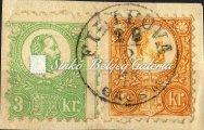 / Lithography, engraved, mixed franking, on letter piece, 3 krajcár lithography + 2 krajcár engraved stamp, Filipova/Bács M. E3.51 Yu cancellation, 200 Gp. 1871.
