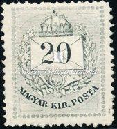 Színesszámú 3 krajcáros 178. tétel 1874. Színesszámú 20 krajcáros 177. tétel 1874. Színesszámú 2 krajcáros, B11½ fogazattal, A13 fogazattal, 3 féle színváltozat, közte feketésbarna szín is.