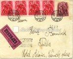 to Kecskemét, with railway line-postmark. 1938. Ajánlott levél, Kassa-Budapest 270. tétel Kikiáltási ár: 2.000 Ft 1938. Expressz levél, Budapest-Praha 269.