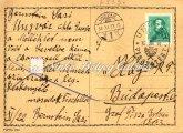 / Postal stationery postcard, from Budapest to Praha, 6 ﬁllér + 14 ﬁllér addition, the 4 ﬁllér stamp has double perforation, 20 ﬁllér changed to 30 ﬁllér