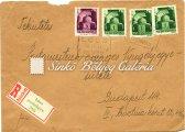 280-284 280. tétel 1945. Ajánlott távolsági levél, Lócs- Budapest 281. tétel 1946.05.03. 9. díjszabású helyi Budapesti nyomtatvány, Betűs (szöveges) II. kiadás 10x80 ﬁll Cs.10-2. (15.000 P.) + 50.