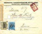 / Postaged letter, from Szombathely to Fiume, franked with Reaper-Parliament 1 K stamp, postaged in Fiume with 0,05 c + 0,60 c stamps. Kikiáltási ár: 4.
