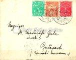 arrival cancellation at the back side, franked with 1 piece of 10 ﬁllér Turul + 2 ﬁllér + 4 ﬁllér Magura stamps, MBK 6000 points. Kikiáltási ár: 8.000 Ft Falcos 1904. Hohe Rinne II.