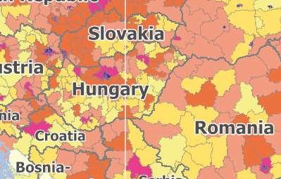 Népsűrűség a Kárpát-Pannon-térségben