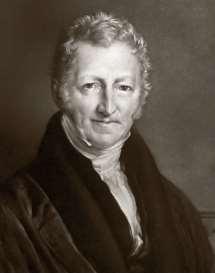 Örök dilemma Földünk demográfiai eltartó képességéről (a népesség száma és az élelem mennyiségének egyensúlya): Malthus, Thomas (1766-1834, angol demográfus, közgazdász lelkipásztor) An Essay on the