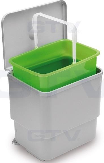 ) Egyrészes szürke/zöld, műanyag, szelektív szemetes, 1x16 liter