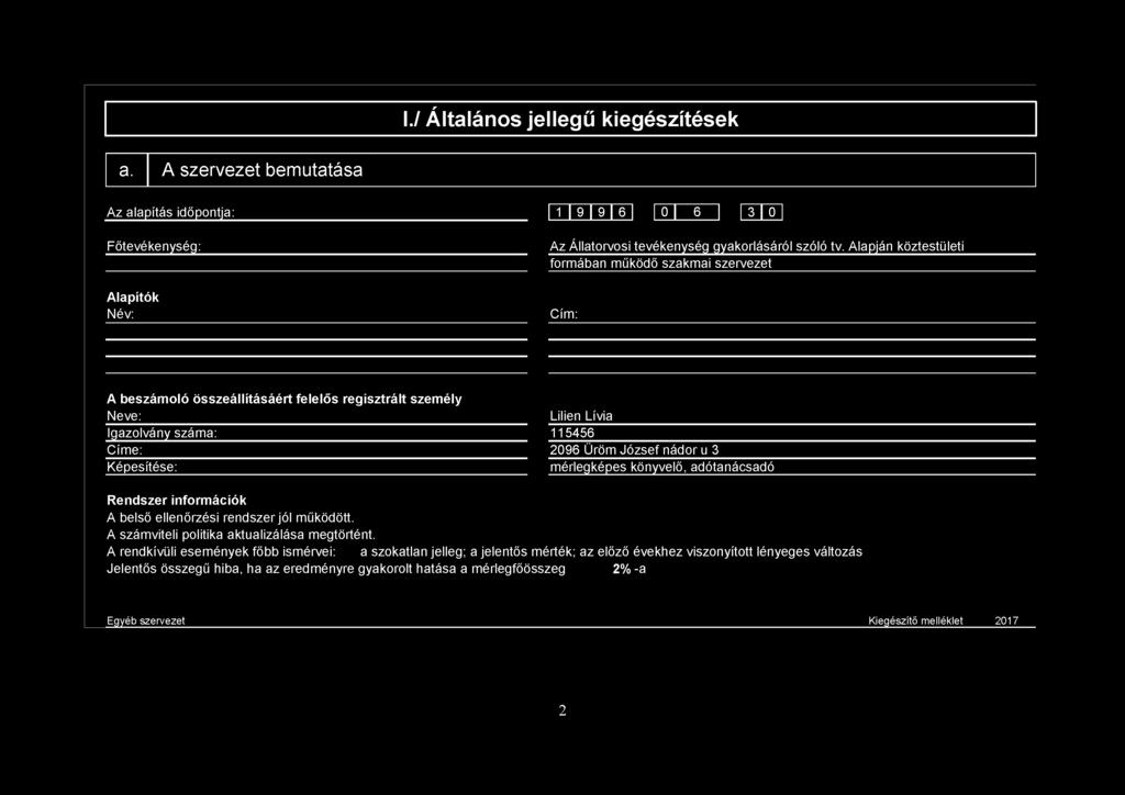 endszer inform ációk A belső ellenőrzési rendszer jól működött. A számviteli politika aktualizálása megtörtént.