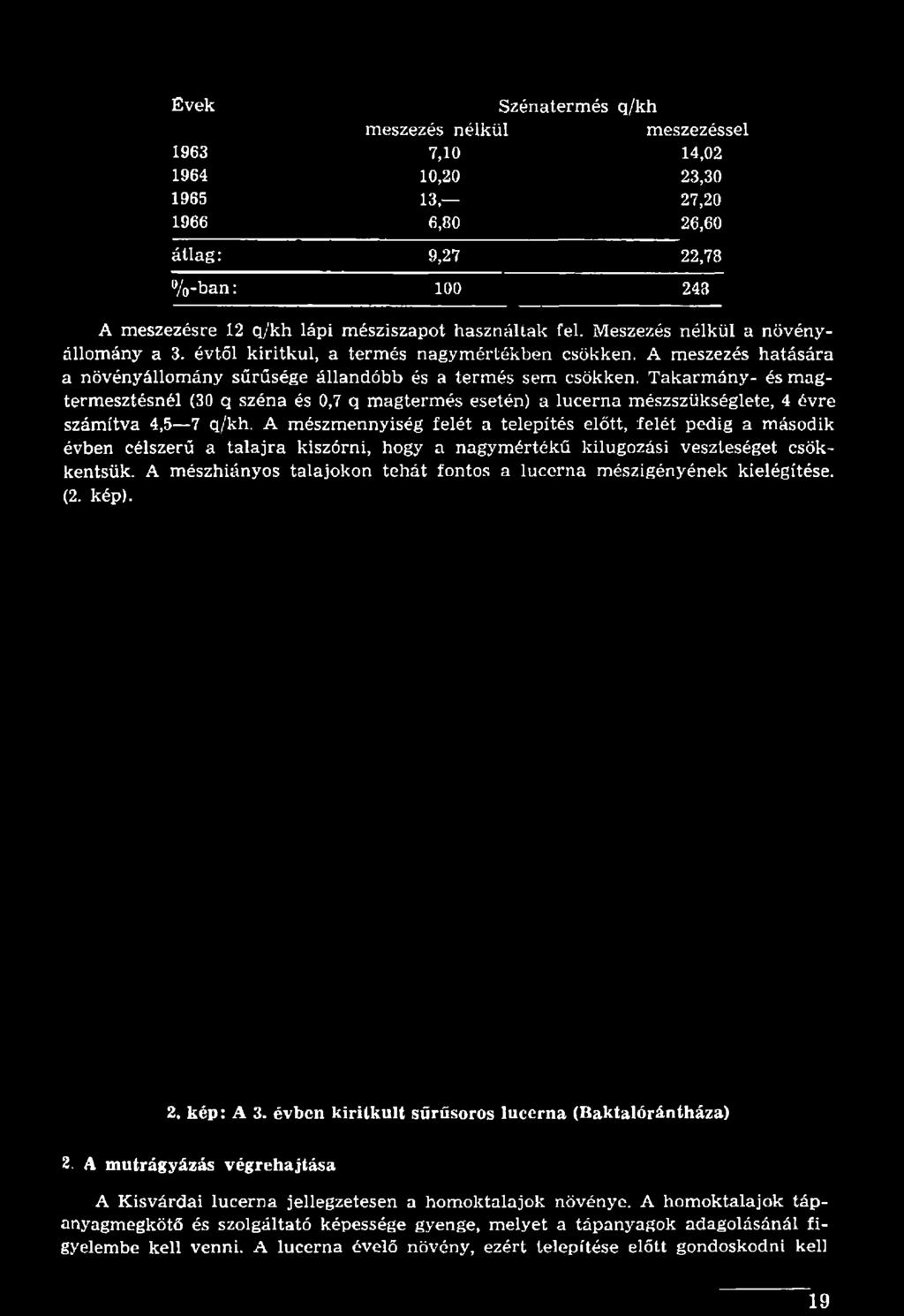 A meszezés hatására a növényállomány sűrűsége állandóbb és a termés sem csökken.