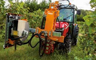 A szűk sortávok, az érzékeny lombozat és szőlőszemek megkövetelik, hogy a traktor úgy férjen el a tőkék között hogy ne okozzon sérülést.