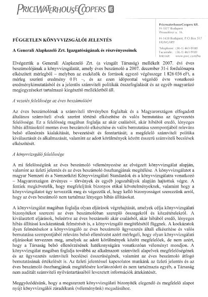 70 2. SZÁMÚ MELLÉKLET AZ ALAPKEZELİ GAZDÁLKODÁSÁNAK ADATAI (2007.