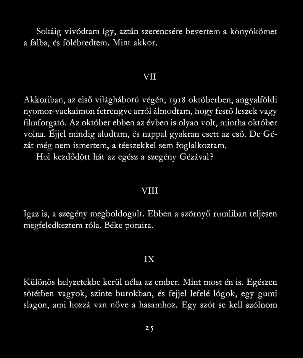 Az október ebben az évben is olyan volt, mintha október volna. Éjjel mindig aludtam, és nappal gyakran esett az eső. De Gézát még nem ismertem, a téeszekkel sem foglalkoztam.