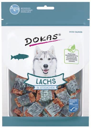 halas snackek a hús alternatívája omega 3 zsírsavval szárított lazac darabkák Cikkszám: 8-6787417 Kiszerelés: 80g Összetétel: lazac 80,6%, lazacbőr 18%, frukto-oligoszacharidok Analitikai adatok: