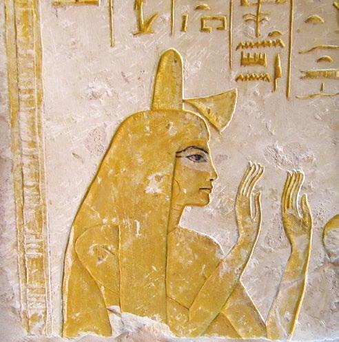 6. ÚJBIRODALOM (Kr. e. 1550 1069) 109 106b. kép. Visszatérés az Amarna-kor stílusát megelőző időszak művészetéhez: Tutanhamun, Aj, majd Horemheb fáraók kincstárnoka, Maja felesége, Merit.