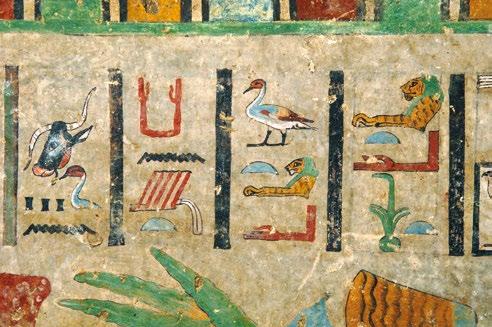 5. KÖZÉPBIRODALOM (Kr. e. 2055 1650) 69 64. kép. Részleteikben is megfestett hieroglifák: áldozati feliratrészlet (II.) Hnumhotep sírjából. Középbirodalom, XII.