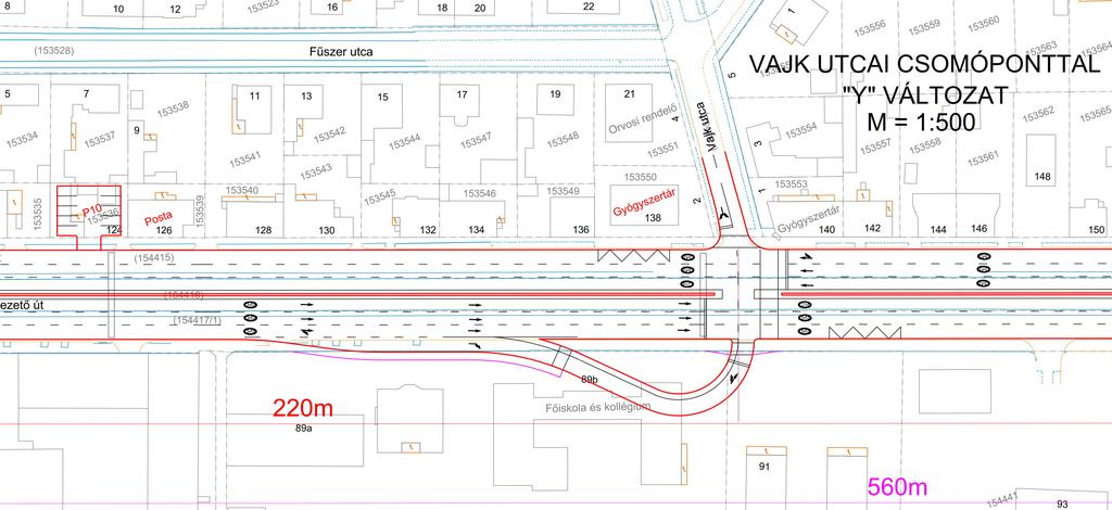 összekötőág került megtervezésre, amelyet az Attila utcával ( X változat 2.x tervlap), illetve a Vajk utcával ( Y változat 2.