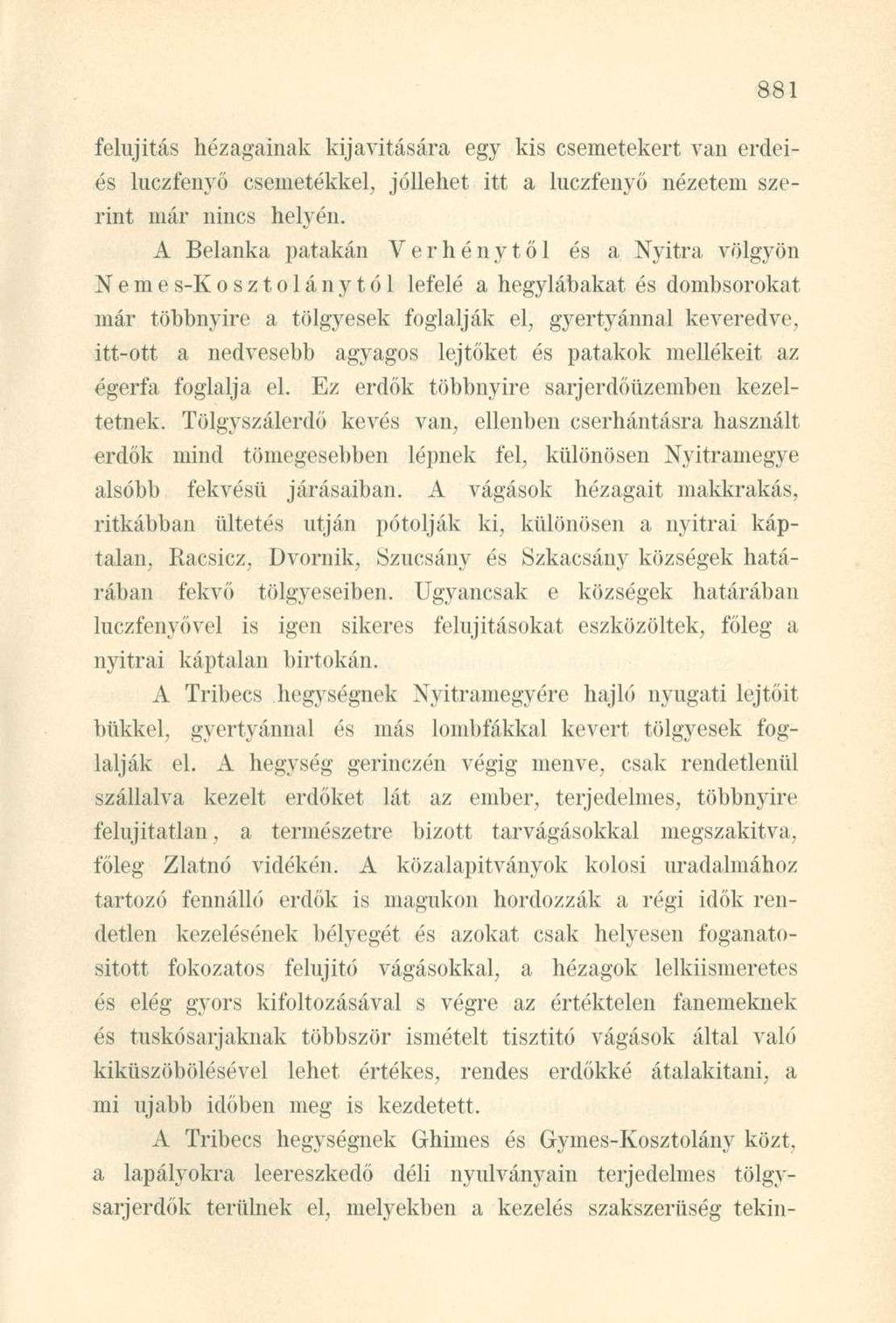 felújítás hézagainak kijavítására egy kis csemetekert van erdeiés luczfenyő csemetékkel, jóllehet itt a luczfenyő nézetein szerint már nincs helyén.