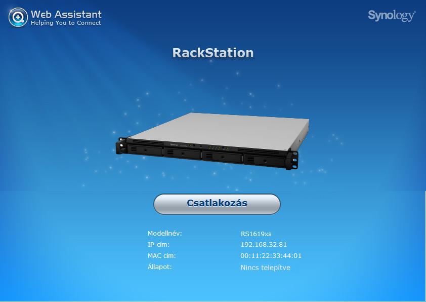 Fejezet A DSM telepítése a RackStation eszközre 3 A hardvertelepítés befejezését követően telepítse a DiskStation Manager (DSM) rendszert, a Synology böngészőalapú operációs rendszerét a RackStation
