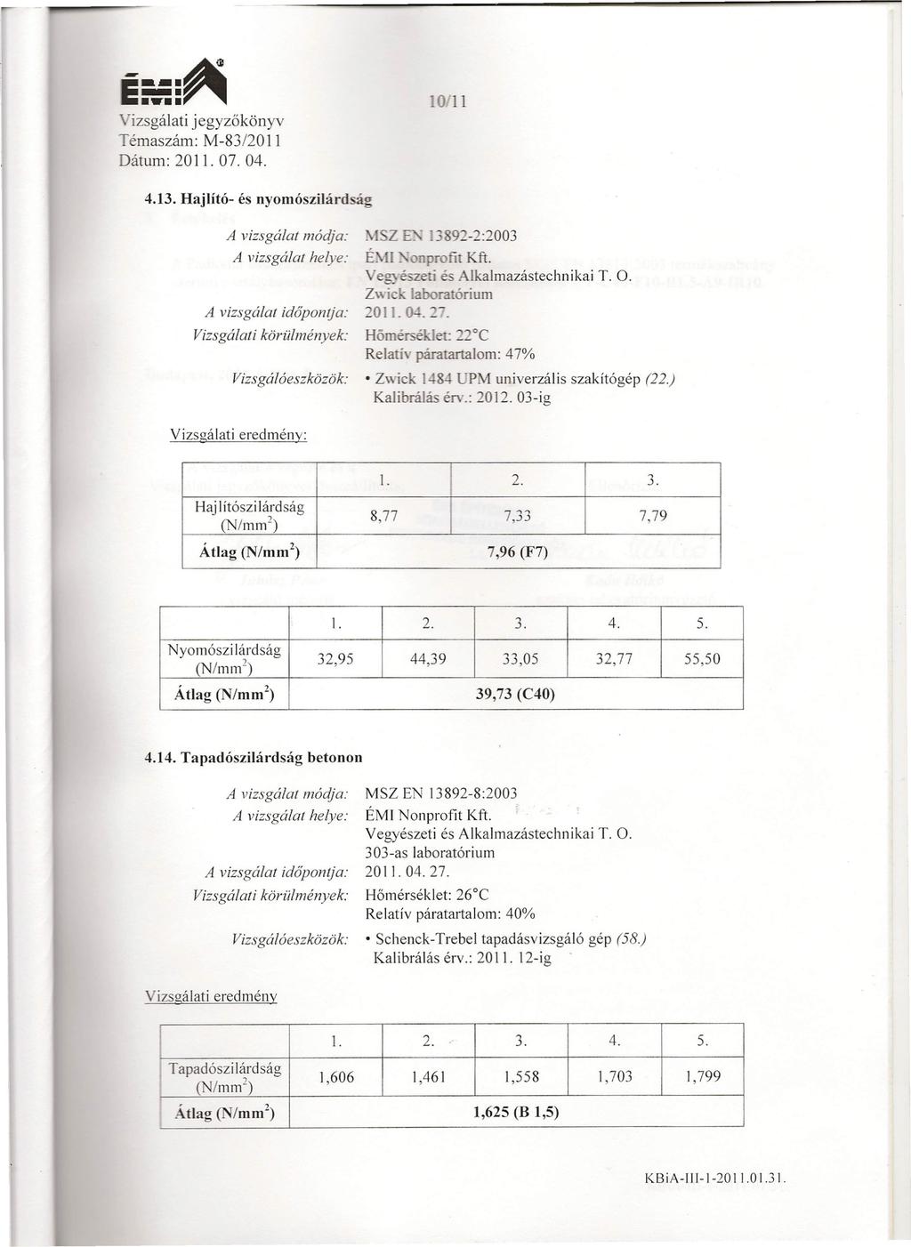 \ -izsgálati jegyzőkönyv.0'11 4.13.