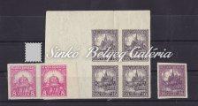 871-1158 907. tétel 1926. Pengő-ﬁlléres I., tévnyomat. Próbanyomatok vízjel nélküli papíron. 908. tétel 910. tétel 915.