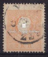 / Typography with embossed printing, 3 pieces of 5 kr with Kula cancellation, at the bottom of the middle stamp there is a block perforation. 300 Gp. 1858.
