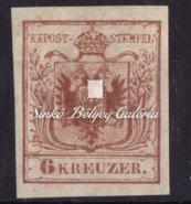 1351. tétel 1867. Ausztria / Austria. Finomnyomat, kék színű 10 kr-os, bal felső fognál apró rozsda.