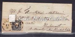 típusú bélyeggel bérmentesítve / Letter, Pesth - Vienna, hammer postmark, Pesth/Abends cancellation, franked with 2 pieces of 1858. 15 kr. type II. stamp. Kikiáltási ár: 75.000 Ft 1859.03.02.