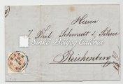 / Distance letter, franked with 14 perforation, 15 kr, with arrival cancellation on the back side. 1863.08.17.