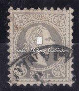 / Typography, grey-violet color, with local postmark, with Csaba cancellation. 1867. Könyvnyomat, 25 krajcáros 142.