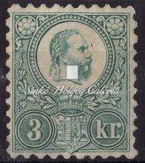 Réznyomat, 3 krajcár, kékeszöld színű, kézi érvénytelenítéssel. / Engraved, blue-green color, handwritten invalidation.