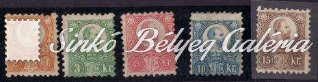 Réznyomat, 3 krajcár, kékeszöld színű 191. tétel 1871. Réznyomat, 3 krajcár 190. tétel 1871. Réznyomat, 3 db 5 kracáros 189.