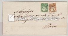 93 Forint 60 krajcár value, completed with engraved 10 kr stamp. 1875.09.07 Réznyomású levél, Siklós-Pécs 216. tétel Réznyomat / Engraved issues Kikiáltási ár: 10.000 Ft 1875.09.07 Réznyomású levél, Siklós-Pécs, 2kr+3kr-os réznyomású bélyegekkel bérmentesítve.