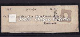 A bélyeg eredeti, de a bélyegző hamisítvány. Szakértői vizsgálati vélemény szerint. / Newspaper stamp, typography, 6 kr., yellow.