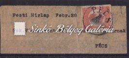 421-447 439. tétel 1871.02.28. Hírlapbélyeg könyvnyomat, sötétvörös színű, Pécs bélyegzővel a levél címszalagon 440. tétel 442. tétel 444.