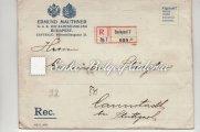 / Perﬁn letter, private punching in all four stamps, with a bilingual arrival postmark on the back side. s804a-b 4 000 Perﬁn 1922. 09.