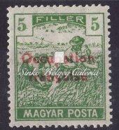 000 Ft. / Fiume (Italian occupation), 10K Parliament, machine overprint, with Fiume cancellation and with 29.01.1919. readable date, with M. Bodor's certiﬁcation mark on the back side. Cat.value: 450.