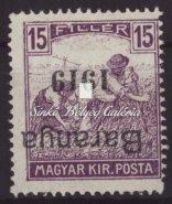 / Serbian occupation, 15f/2f military aid, overprint with double small sized antiqua digits. With M. Bodor's guarantee. Kikiáltási ár: 12.000 Ft 1919. Baranya I.