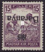 (szerb megszállás), 1919-es antikva betű, 8-szoros értékű, ritka darab 1919. Baranya I. (szerb megszállás), 1919-es antikva betű, 8-szoros értékű Kikiáltási ár: 10.000 Ft 1919.