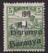 / Serbian occupation, Postal savings and Hungarian Post stamps with reversed overprint, without value indication, M.Bodor's guaranteee. 1919. Baranya II. szerb megszállás, 10f/10f.