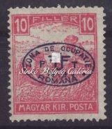 464-646 509. tétel 1919. Debrecen I. (román megszállás), 10f. fehérszámú Arató 510. tétel 512. tétel 514. tétel 516. tétel 1919. Debrecen I. (román megszállás), 10f., pirosszámú, kettős felülnyomat, Bodor M.
