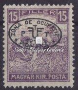 Károly/Köztárs., fordított felülnyomat. Bodor M. garanciával. / Romanian occupation, Károly/Republic stamp, reversed overprint, M.