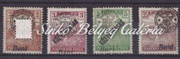 464-646 545. tétel 1919. Nagyváradi felülnyomás, 2f., 3f., 5f., 35f. Arató bélyegen, alulra elcsúszott értékjelzés 546. tétel 548. tétel 550. tétel 552.