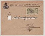 Magyar Posta bélyegekkel bérmentesítve a hátoldalon, ahol érkezési bélyegző is található. / Local occupation registered letter in Debrecen.