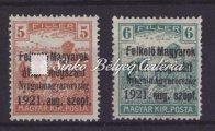 Nyugat-Magyarország (III.) 50f., 2.50 K, Parlament bélyegen próbanyomat, Bodor M. garanciával. / West-Hungary III., proof on Parliament stamps, M.