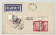 000 Ft 1931.03.29. Légiposta levél Bp-Debrecen-Bp 6 f. díjjegyes levelezőlapon. Zeppelin léghajó magyarországi körrepülése. Alkalmi bélyegzővel.