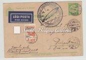 03 Légiposta, Monor-Buenos Aires, Zeppelinnel, 2x1 P 1933-as Madonna, 20 f. pengőﬁllér, és Arckép (I.). 2x40f. bélyegekkel bérmentesítve.