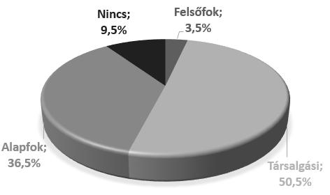 uk nem tanul jelenleg (24 év), illetve 2 esetben nem volt válasz. A nyelvismeret kapcsán elmondható, hogy a legtöbbjük (90%) beszél angolul legalább kezdő szinten (3.a ábra), a német nyelvtudást (3.
