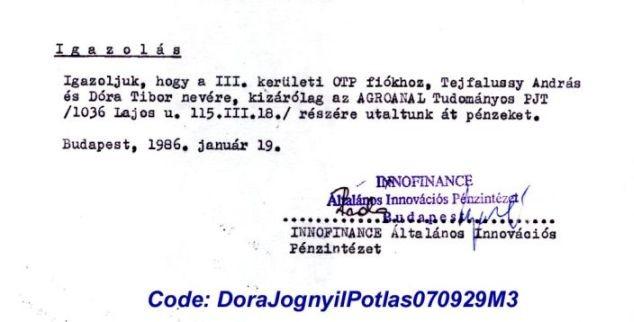 25./15 Az eltüntetett pénz eredete és eltüntetési módja: A pénz felvételre Dóra Tibor, a másik aláíró minden joga, a megszűnt miután a társasági tagsága