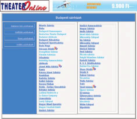 KOMMUNIKÁCIÓ A HÓNAP NETHELYEI: WWW.THEATER.HU Színház az egész világ(háló) Kellemes estéket tölthetünk egy-egy színházi elôadást megtekintve.