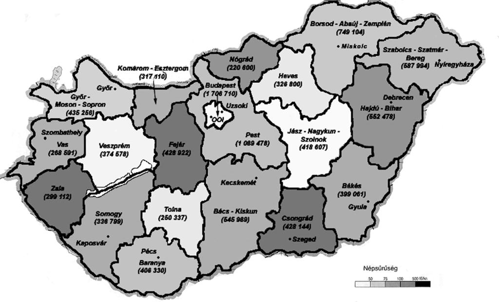 Magyar Tudomány 2005/10 Régiók Lakosok száma Sugárterápiás központok Közép-Magyarország 2 796 188 OOI (Budapest és Pest m.